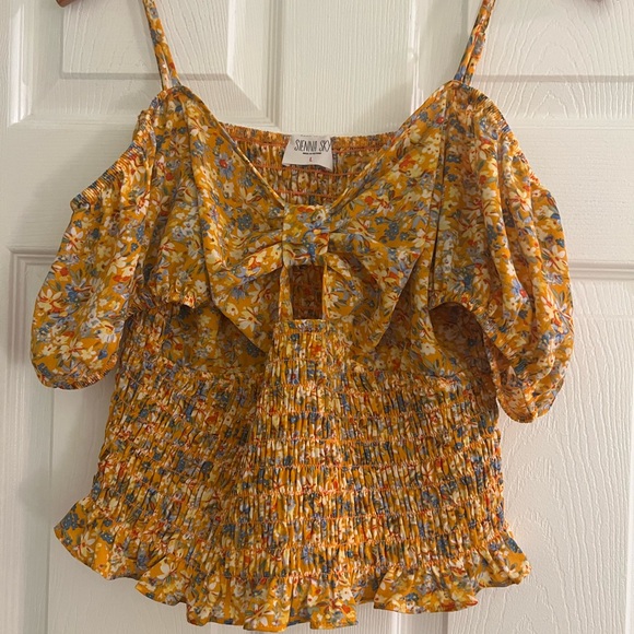 Sienna Sky Mustard and Blue Floral Blouse - Picture 2 of 6